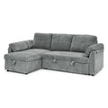 Corduroy Tufted Upholstered Sleeper Sectional Sofa, L Shaped Modular Convertible Sofa With Storage Chaise, Pull Out Sleep Couch Bed And Reclining Backrest Perfect For Living Space,Grey Full Grey Corduroy