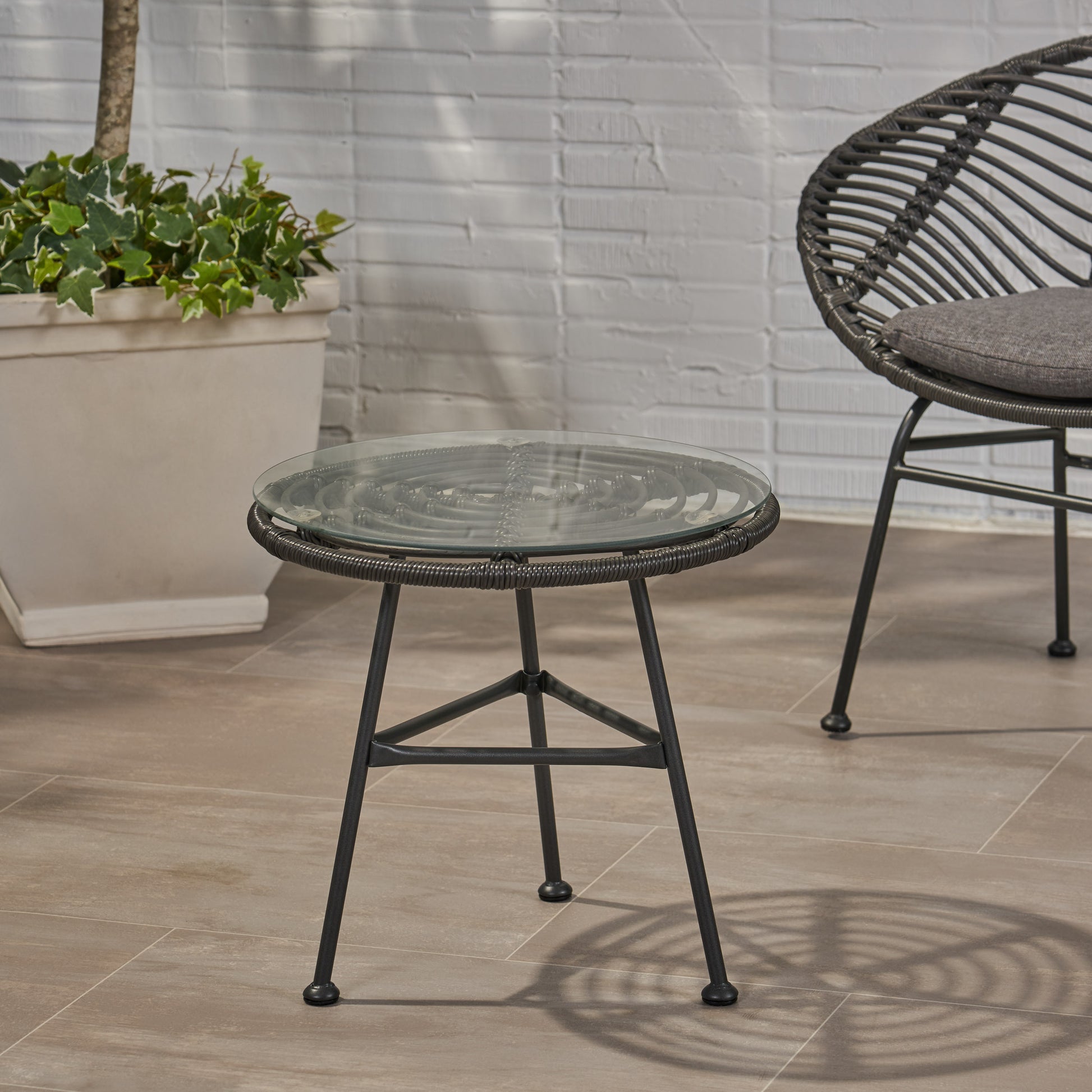 Orlando Side Table Grey Iron Plastic