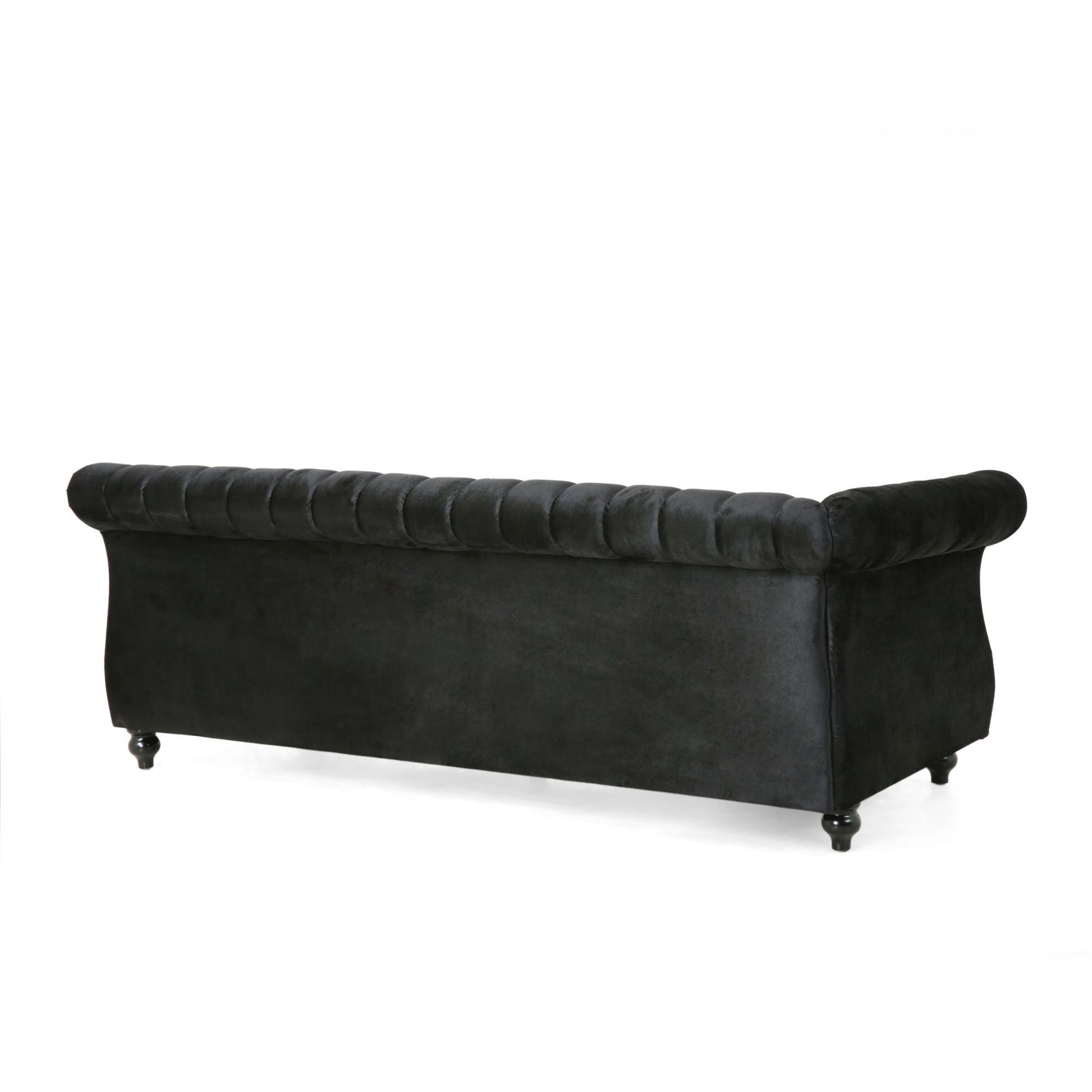 L Shaped Velvet Corner Sofa,Heavy Duty Solid Wood Frame And Sturdy Wood Legs, 7 Seater Corner Sofas With Rolled Arms For Living Room, Bedroom, Apartment Black Black Velvet Wood Primary Living Space Medium Soft Loose Back Heavy Duty Art