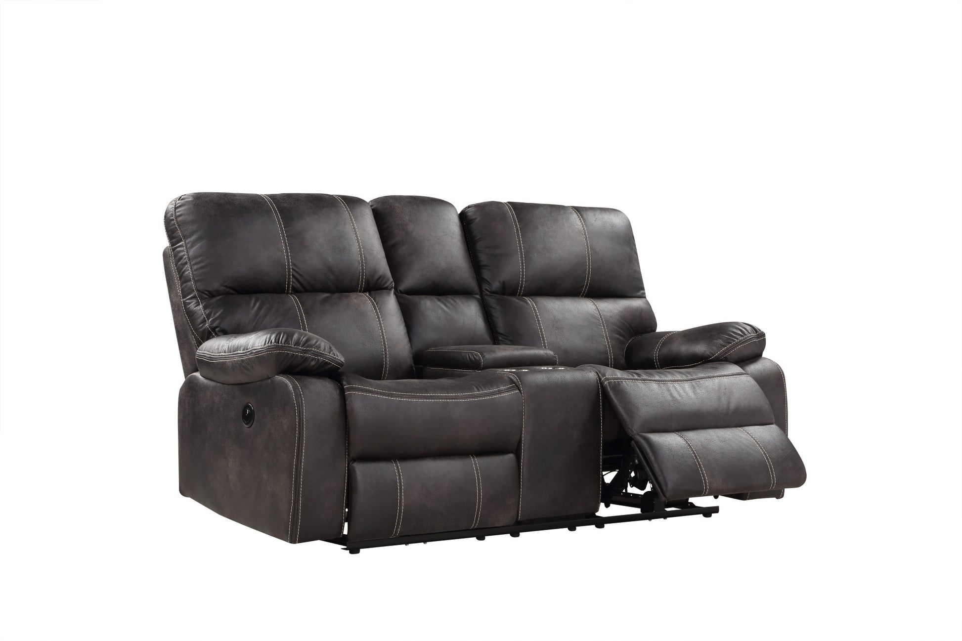 Hooper Gray Power Reclining Loveseat Gray Foam Engineered Wood