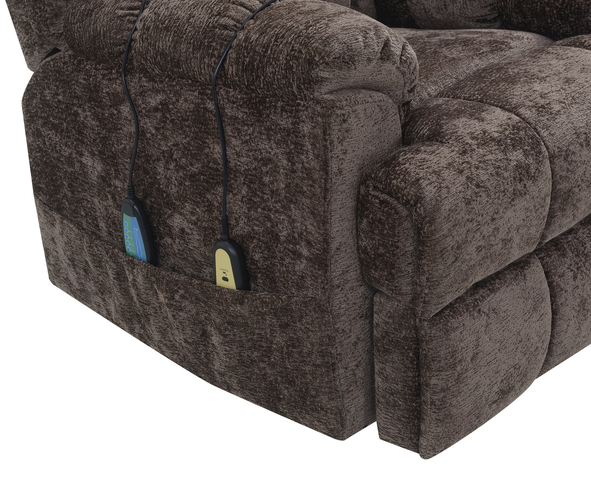 Brown Power Lift Recliner With Heating And Massage Brown Chenille Power Remote Metal Primary Living Space Tight Back Push Button Pillow Top Arms Chenille