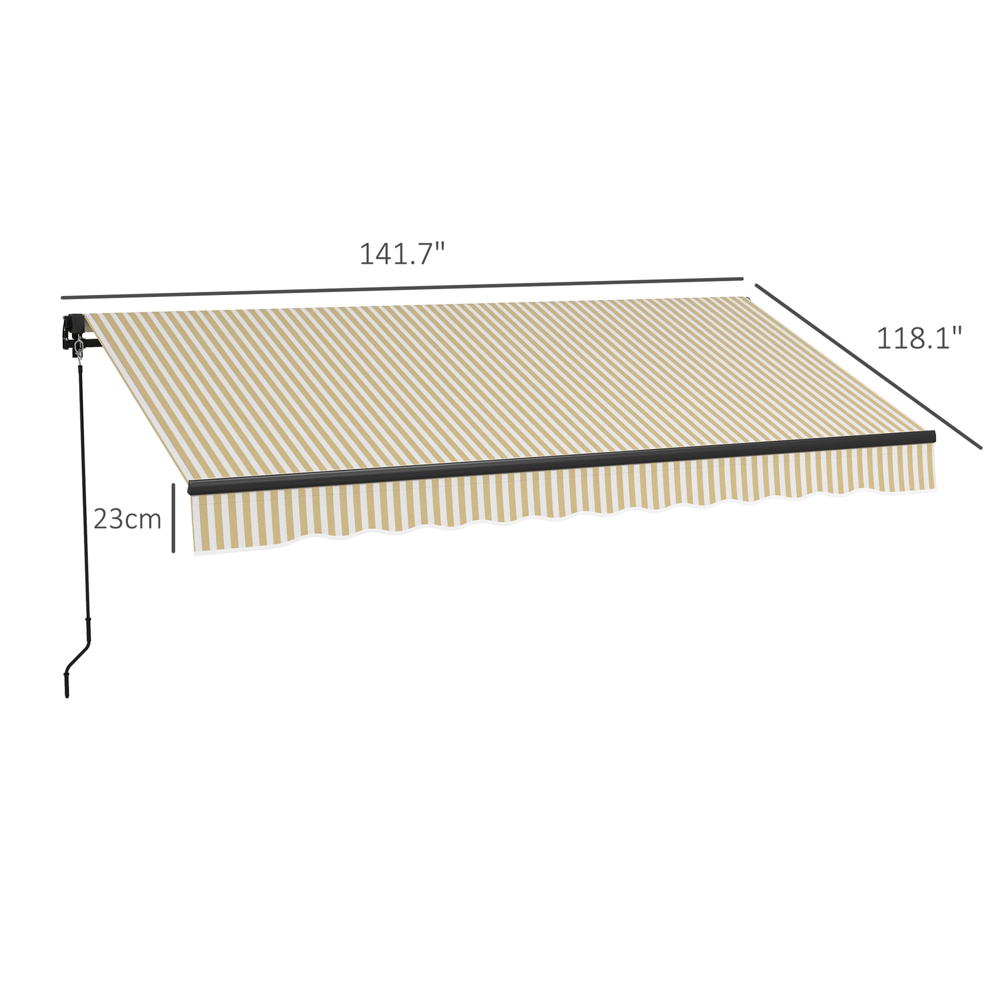 Outsunny 12' X 10' Retractable Awning, Patio Awning Sunshade Shelter With Manual Crank Handle, 280Gsm Uv Resistant Fabric And Aluminum Frame For Deck, Balcony, Yard, Beige And White Beige Polyester