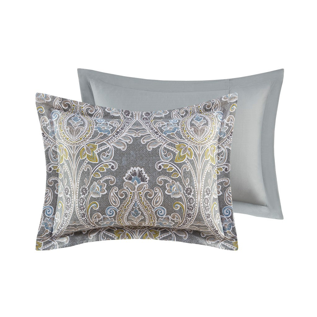 5 Piece Cotton Duvet Cover Set Grey King King Grey Cotton