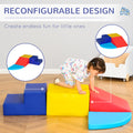 Qaba Foam Play Set For Toddlers And Children, Easy To Clean 4 Piece Soft & Safe Kids Climbing Set For Crawling Or Sliding, Multicolor Colorful Pu