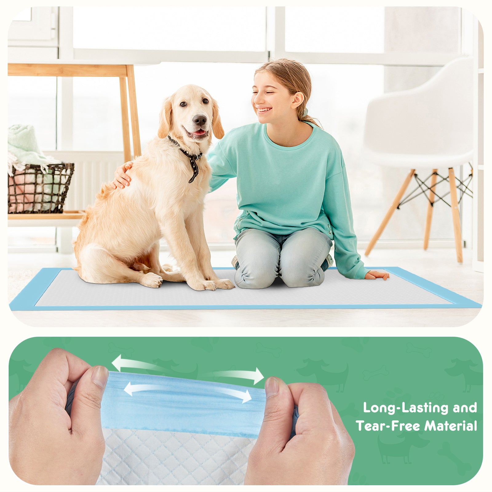 Disposable Dog Training Pads,34"X28" Ultra Absorbent Leak Proof Quick Drying Pet Pee Pads For Small To Large Dogs And Puppies Indoor Use, 60 Count White Fabric Plastic