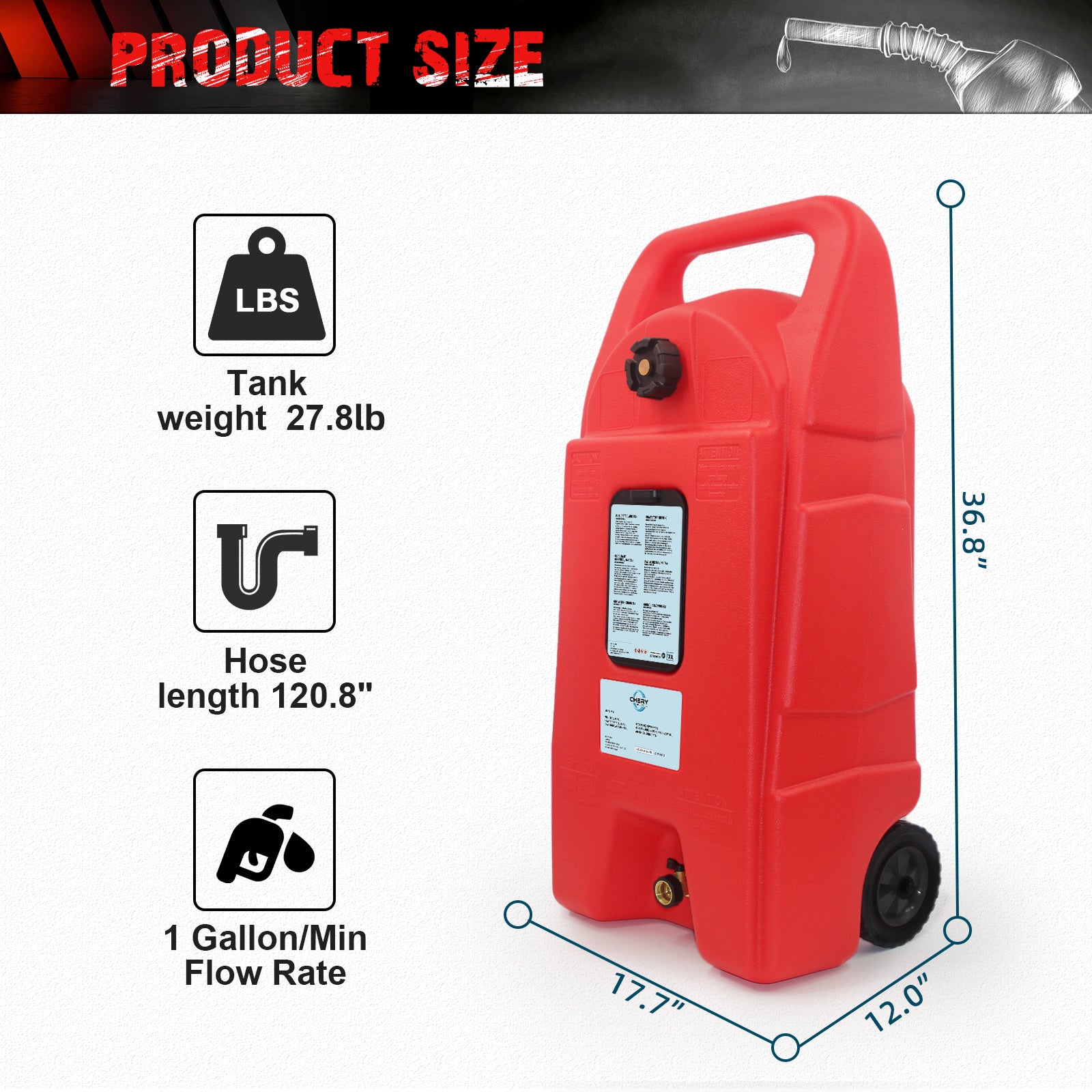 25 Gallon Gas Caddy With Wheels, Fuel Transfer Tank Gasoline Diesel Can,Fuel Storage Tank For Automobiles Atv Car Mowers Tractors Boat Motorcycle Red Red Hdpe