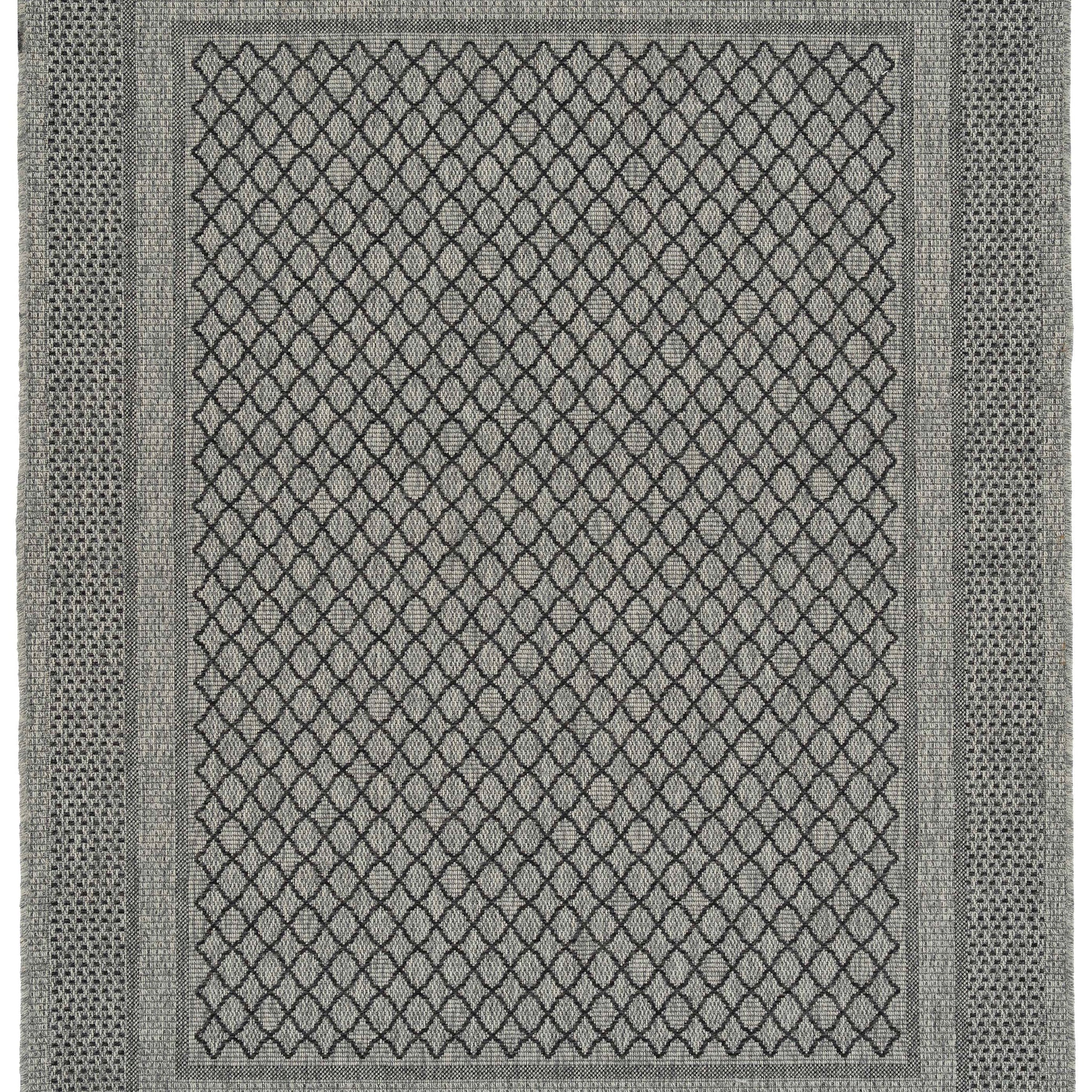 Modern, Transitional, Geometric, Southwestern, Textured High Low Cut & Loop 5'3" X 7'6" Rectangle Area Rug Charcoal Polypropylene