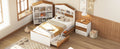 3 Pieces Bedroom Sets, Twin Size House Shaped Wooden Bed With Storage Drawers, Nightstand With Colorblock Design And House Shaped Stroage Rack, Brown White Twin Brown White 3 Piece Set Wood