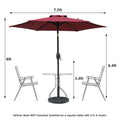 7.5Ft * 7.5Ft Patio Umbrella With Crank And Push Button Tilt, Outdoor Table Market Umbrella With Aluminum Pole Red Red Polyester