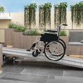 Portable Portable Wheelchair Ramp For Home, Threshold Handicap Ramp 10' Silver Aluminum