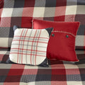 7 Piece Herringbone Comforter Set Red Cal King California King Red Polyester