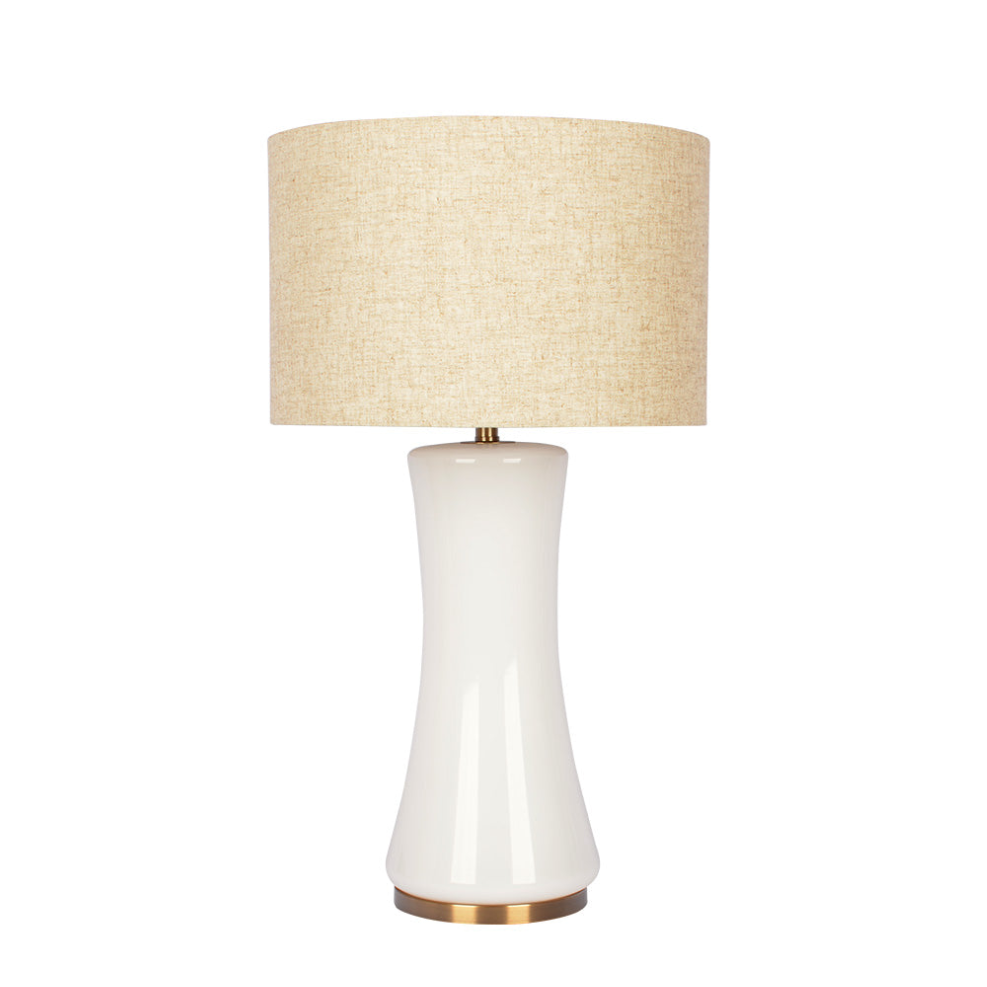 Cascade Glass Lamp Golden Base Off White Glass Table Lamp Natural,Off White,White Table&Floor Lamps Glass,Linen,Metal