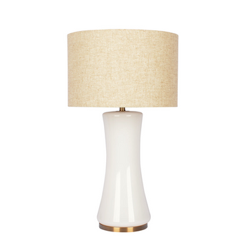 Cascade Glass Lamp Golden Base Off White Glass Table Lamp Natural,Off White,White Table&Floor Lamps Glass,Linen,Metal