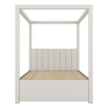 Full Size Upholstery Canopy Platform Bed With Trundle And Three Storage Drawers, Beige Full Beige Upholstered