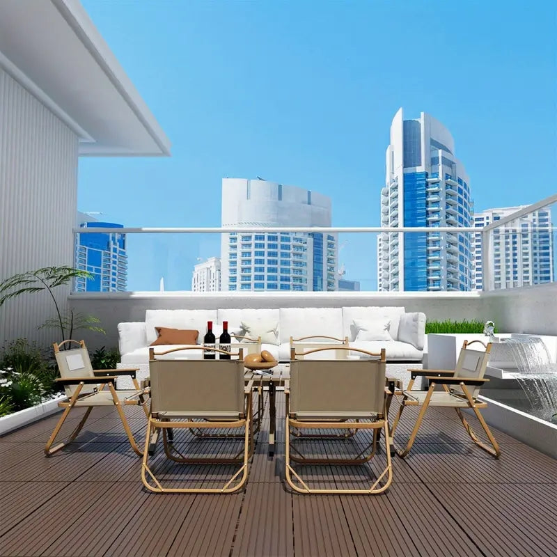 Plastic Interlocking Deck Tiles,36 Pack Patio Deck Tiles,12"X12" Square Waterproof Outdoor All Weather Use, Patio Decking Tiles For Poolside Balcony Backyard, Brown Brown Abs