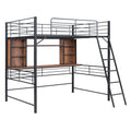 Full Size Loft Bed With Desk And Shelfloft Bed With Ladder,Full,Black Full Black Metal