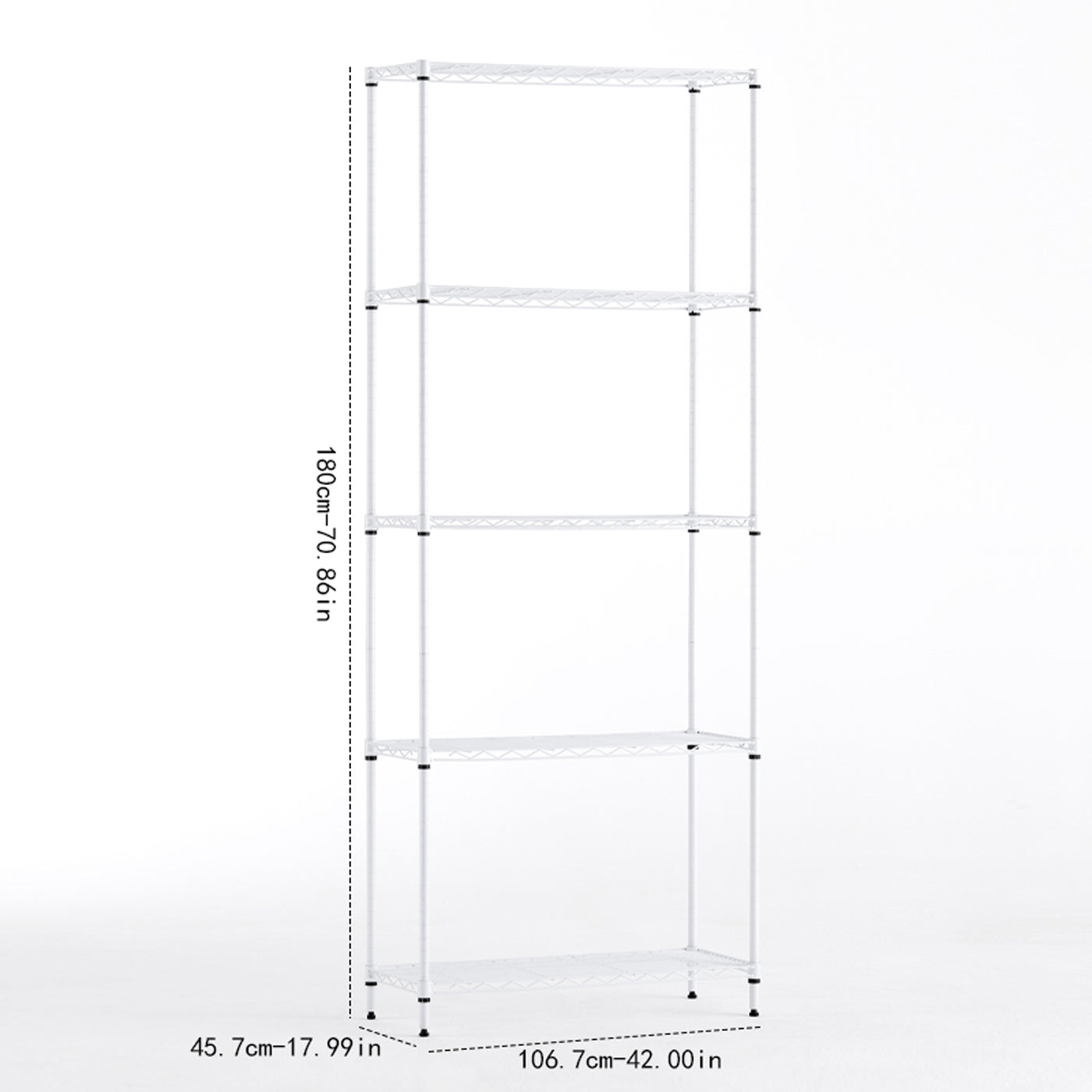 Wire Shelving Metal Storage Rack Adjustable Shelves, Standing Storage Shelf Units For Laundry Bathroom Kitchen Pantry Closet White, 42L X 18W X 71H White Primary Living Space Metal Adjustable Shelves Metal