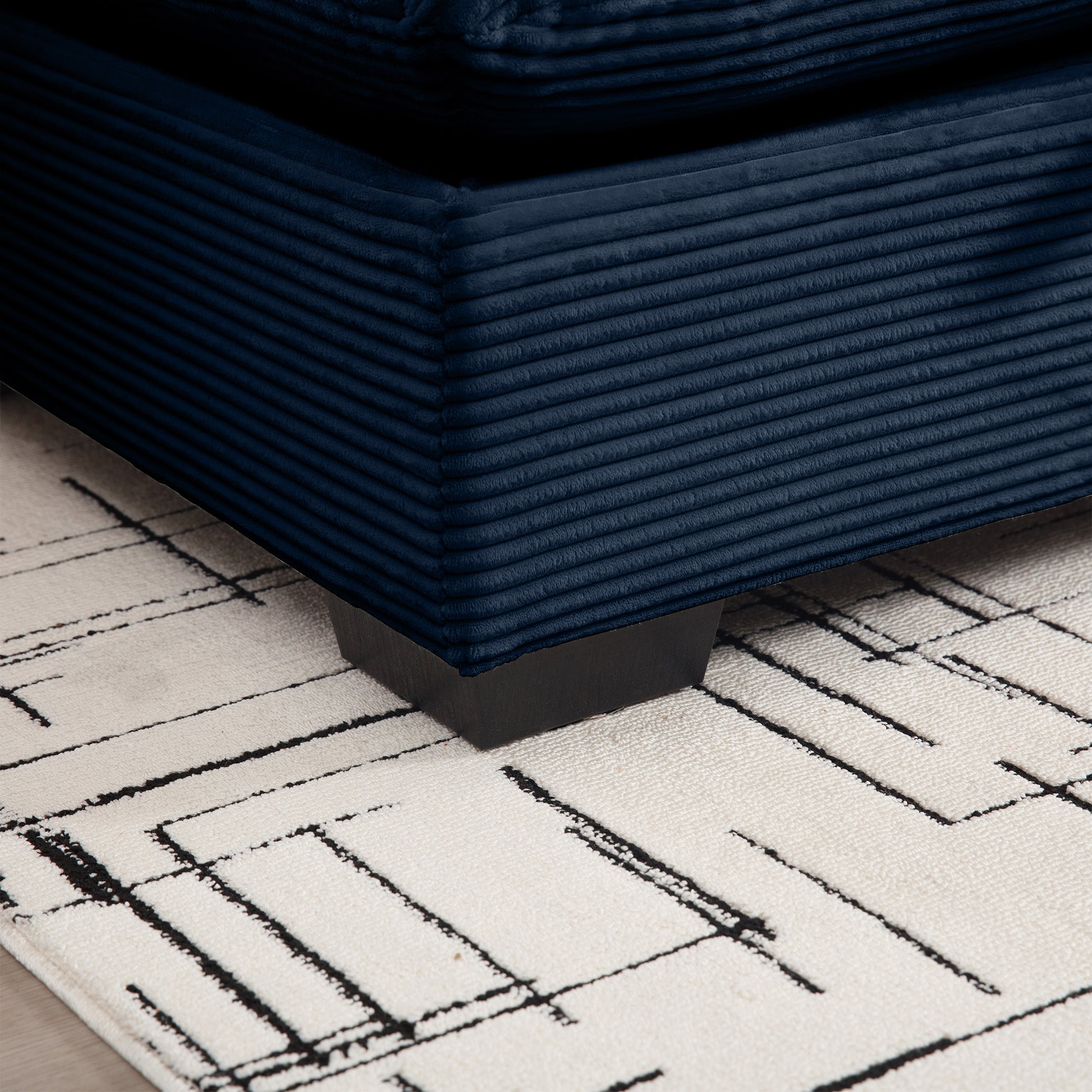 Bule Corduroy Sofa Couch, Modular Couch With Storage Ottoman, Couch Deep Seat Couches For Modern Living Room Apartment Office Blue Corduroy 1 Seat