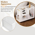Mobile End Table With Lockable Wheels, Narrow Coffee Table With 5Mm Thick Fluted Tempered Glass, Modern Nightstand With Golden Round Rod, Living Room, White, 31.5''W X11.8''D X 23.1''H White Primary Living Space Mdf