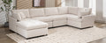 Modern Large U Shape Sectional Sofa, With Removable Ottomans For Living Room 6 Seater Beige Polyester 6 Seat