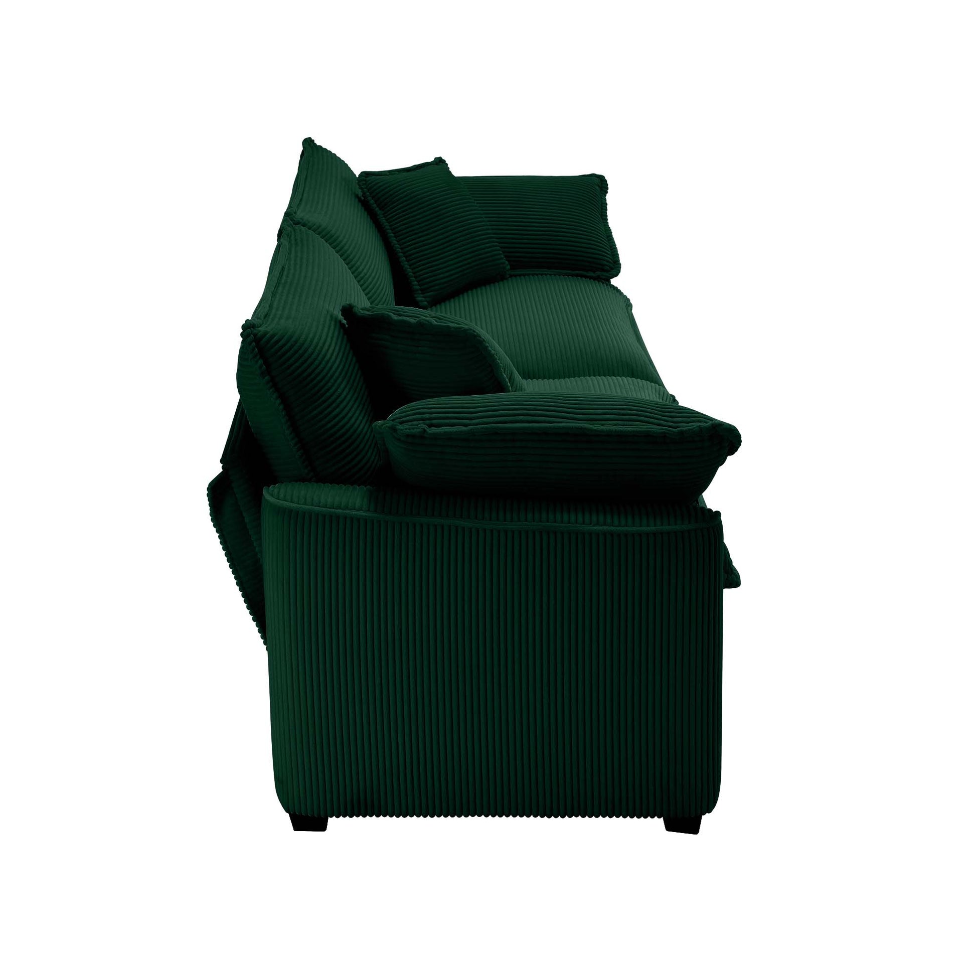 Modern Fabric Living Room Sofa Two Piece Set, Two 2 Seater Sofas With 8 Cushion Upholstery Large Deep Seat Recliner, Green Corduroy Fabric Green Corduroy 5 Seat