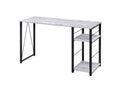 Vadna Antique White & Black Finish Writing Desk Antique White,Black Metal,Synthetic Wood
