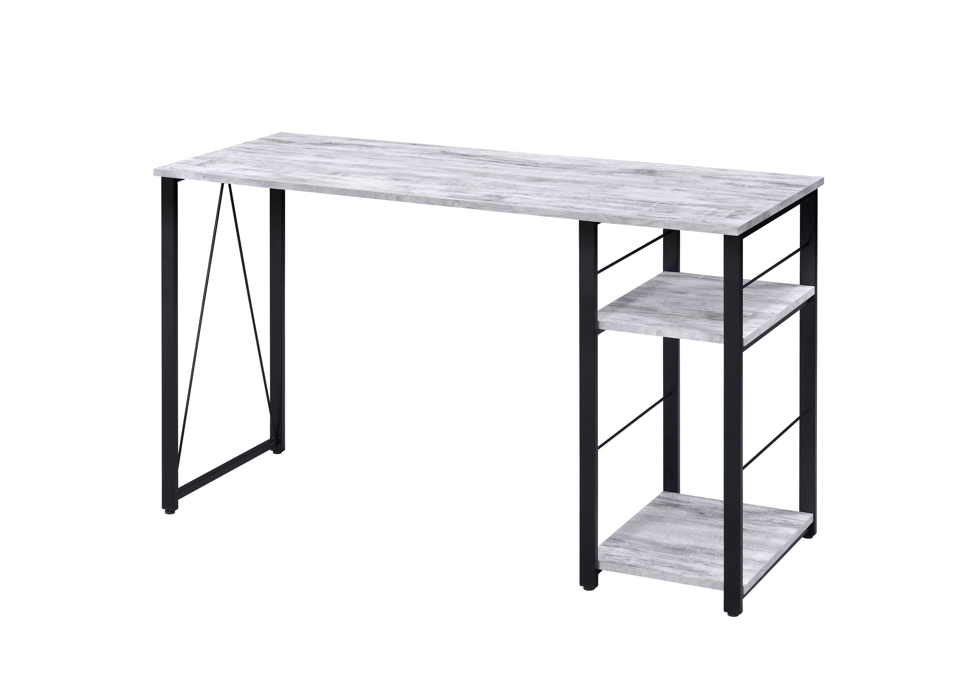 Vadna Antique White & Black Finish Writing Desk Antique White,Black Metal,Synthetic Wood