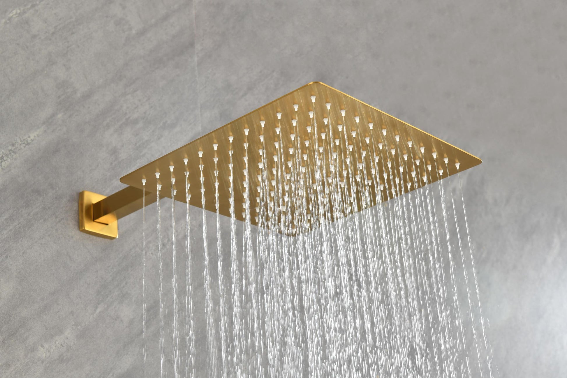 Wall Mounted Shower System In Brushed Gold With Shower Head, Handheld Shower, 3 Body Jets Brushed Gold Modern Brass Brass