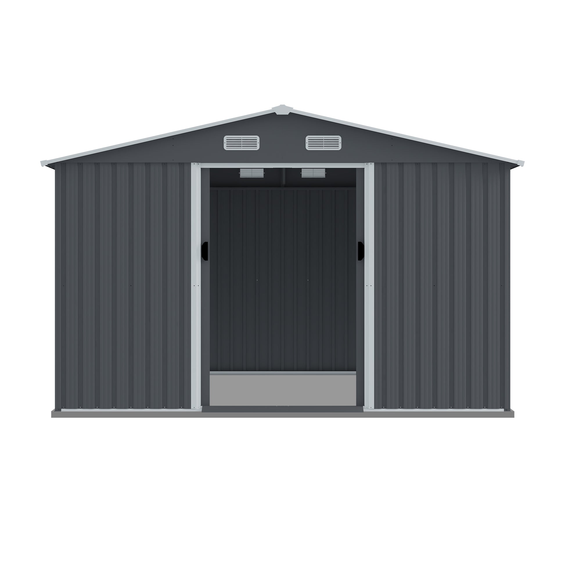 Outdoor Storage Shed 8 X 10 Ft Large Metal Tool Sheds, Heavy Duty Storage House With Sliding Doors With Air Vent For Backyard Patio Lawn To Store Bikes, Tools, Lawnmowers Grey Grey Rectangular None