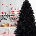 9Ft Pre Lit Black Christmas Tree, Full Halloween Xmas Artificial Tree 3176 Branch Tips, 750 Lights, Metal Hinges, Foldable Base, Holiday Decoration Black Black Polyethylene