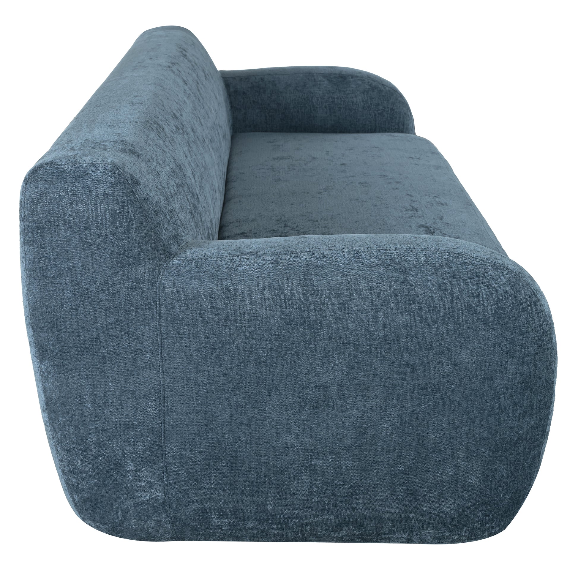 81.5" Minimalist Compression Sofa, Curved Design, 3 Seater Casual Sofa For Living Rooms, Bedrooms, And Apartments Dark Blue Polyester 3 Seat