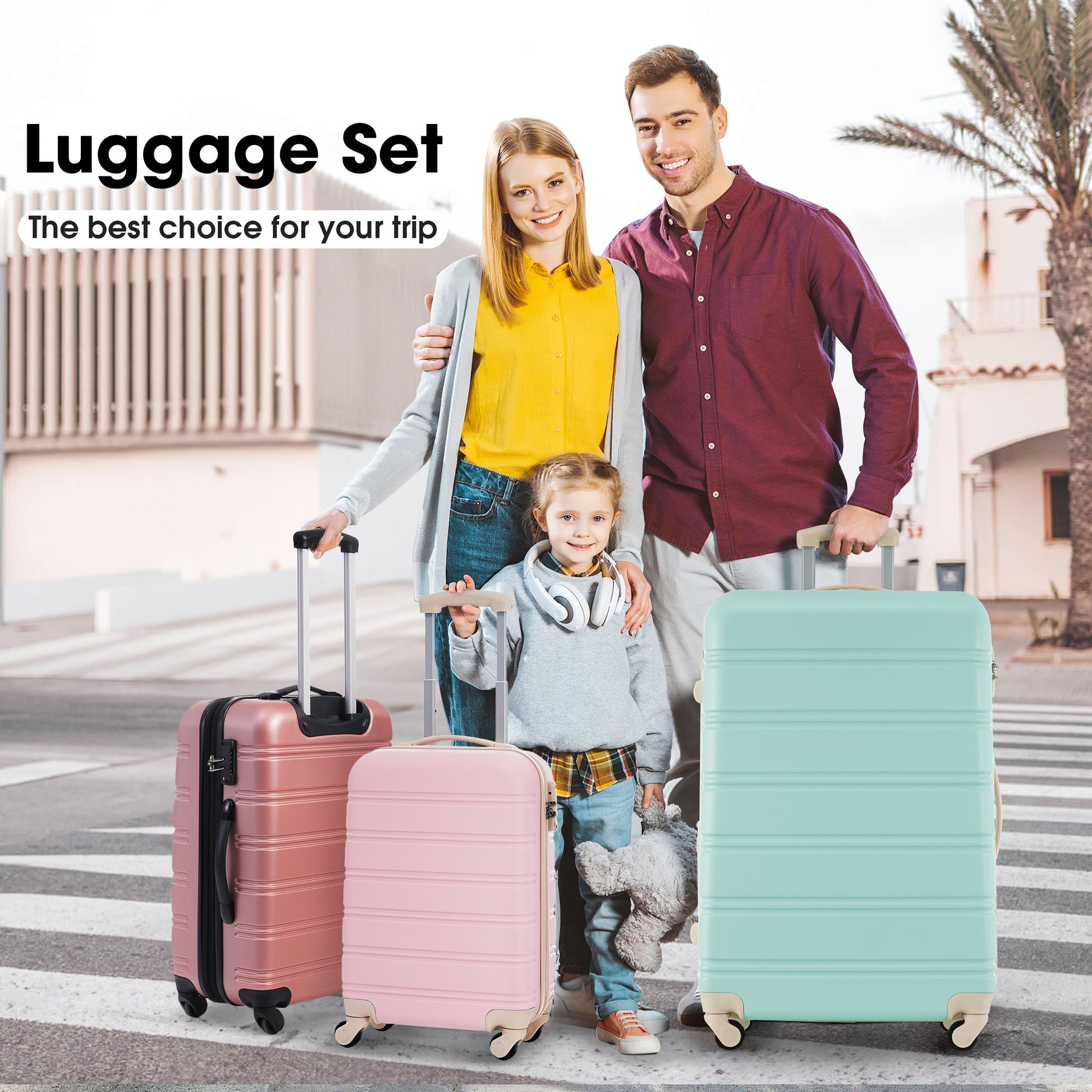 Hardshell Luggage Sets 4 Pcs Bag Spinner Suitcase With Tsa Lock Lightweight 16" 20" 24" 28" Luggages Light Pink Abs