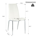 Modern Dining Chairs With Faux Leather Padded Seat Dining Living Room Chairs Upholstered Chair With Chrome Metal Legs Design For Kitchen, Living, Bedroom, Dining Room Side Chairs Set Of 4 White Metal