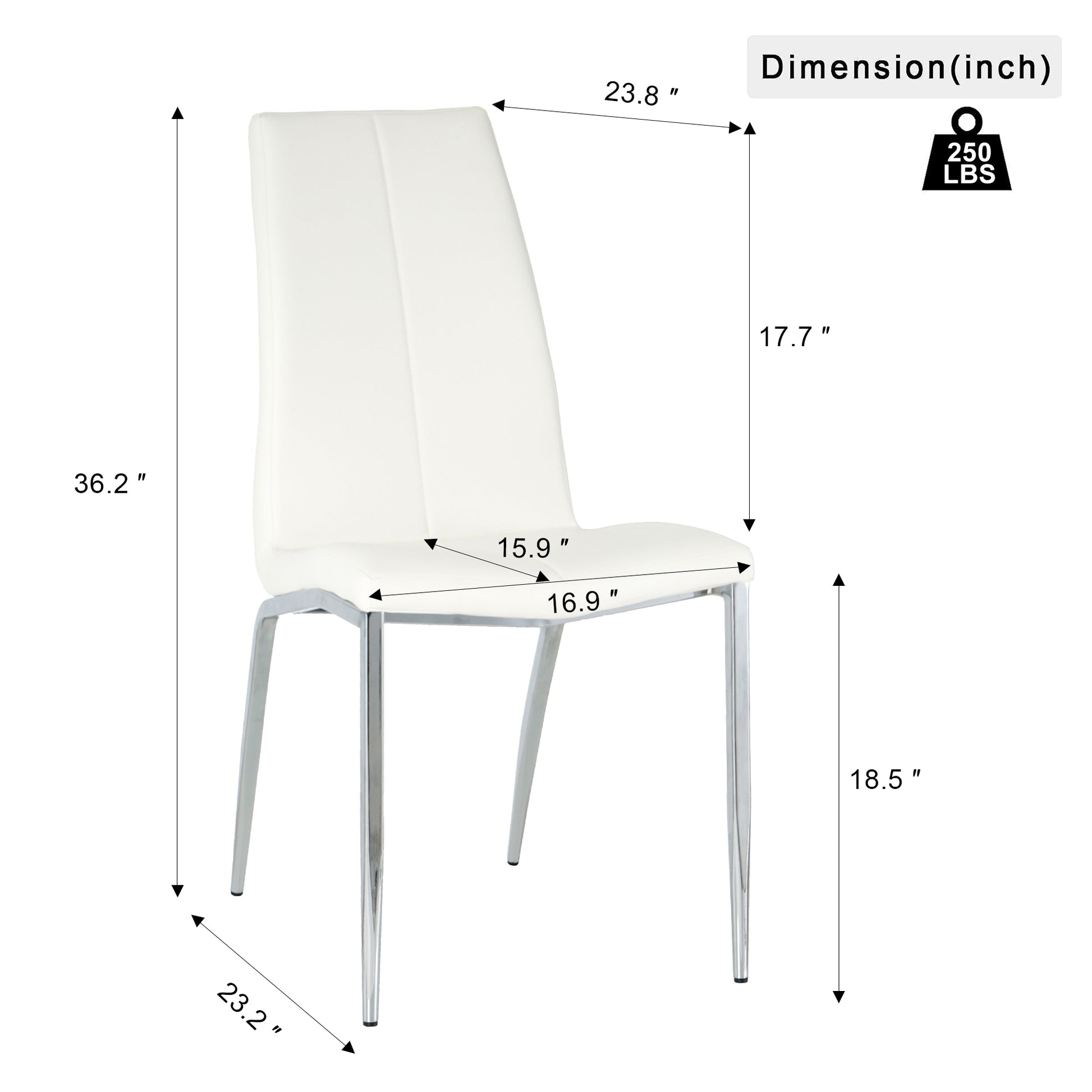 Modern Dining Chairs With Faux Leather Padded Seat Dining Living Room Chairs Upholstered Chair With Chrome Metal Legs Design For Kitchen, Living, Bedroom, Dining Room Side Chairs Set Of 4 White Metal