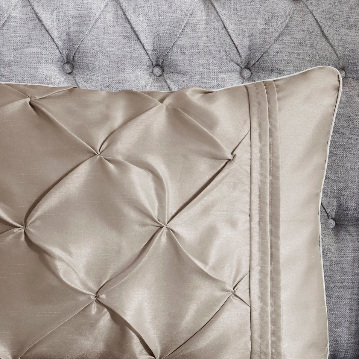 7 Piece Tufted Comforter Set Taupe Queen Queen Taupe Polyester