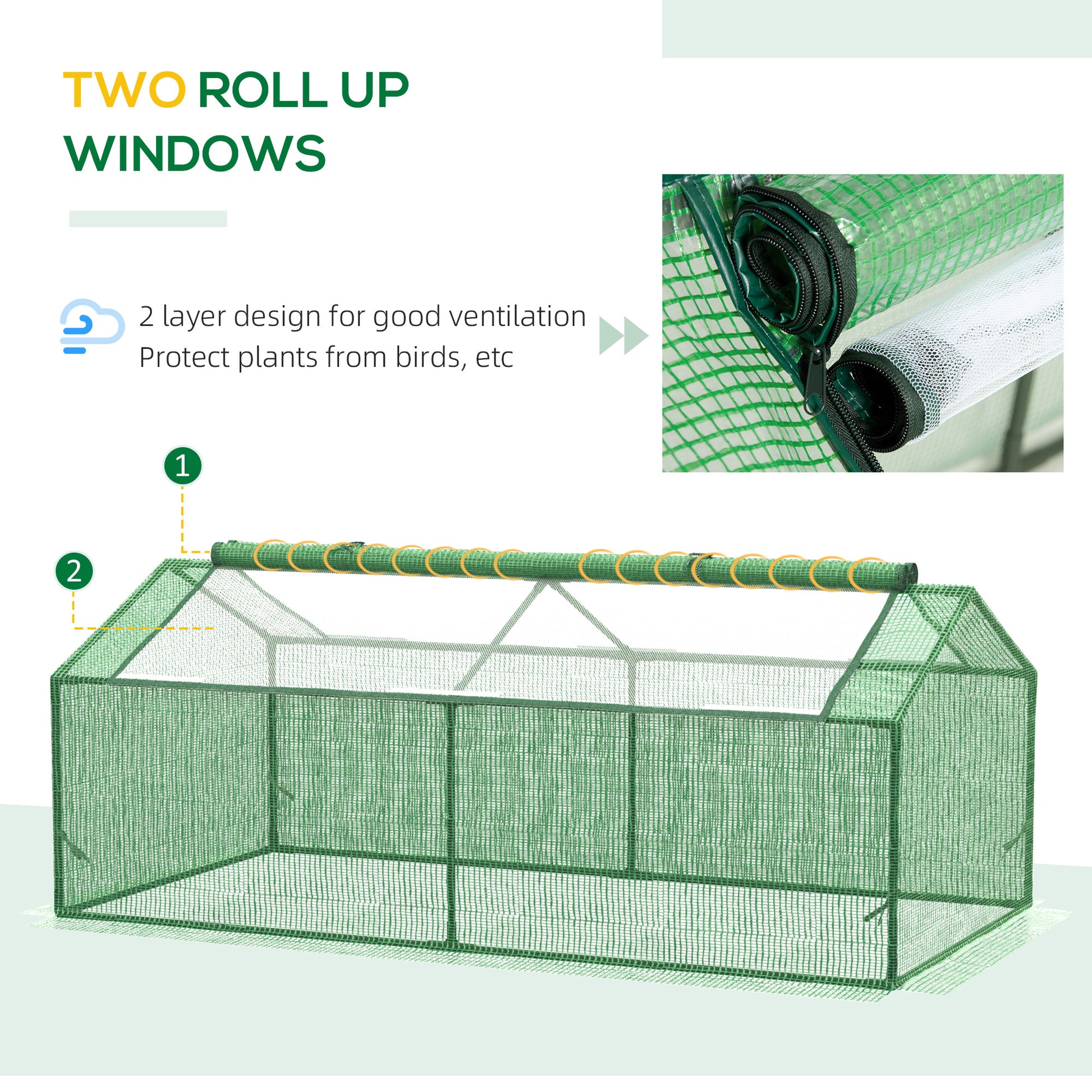 Outsunny 71" X 36" X 28" Mini Greenhouse Portable Hot House For Plants With Large Zipper Windows For Outdoor, Indoor, Garden, Green Green Steel