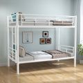 Bunk Bed Twin Over Twin Size With Ladder And High Guardrail, Able To Split, Metal Bunk Bed, Storage Space, Noise Free,White Box Spring Not Required Twin White Metal Metal