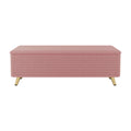 Modern Corduroy Upholstered Ottoman With Metal Legs, Storage Bench For Bedroom,Living Room,Pink Pink Polyester Solid Wood Mdf