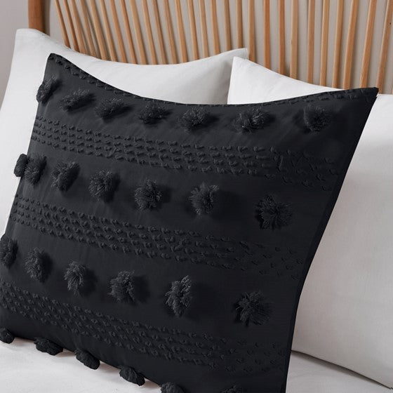 Clip Jacquard Comforter Set King Cal King King Black Polyester