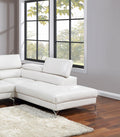 White Sectional Couch 2Pc Set Living Room Faux Leather Right Facing Chaise And Left Facing Sofa Adjustable Armrest Headrest White Faux Leather Primary Living Space Classic,Contemporary,Modern L Shaped Faux Leather,Metal,Solid Wood 5 Seat