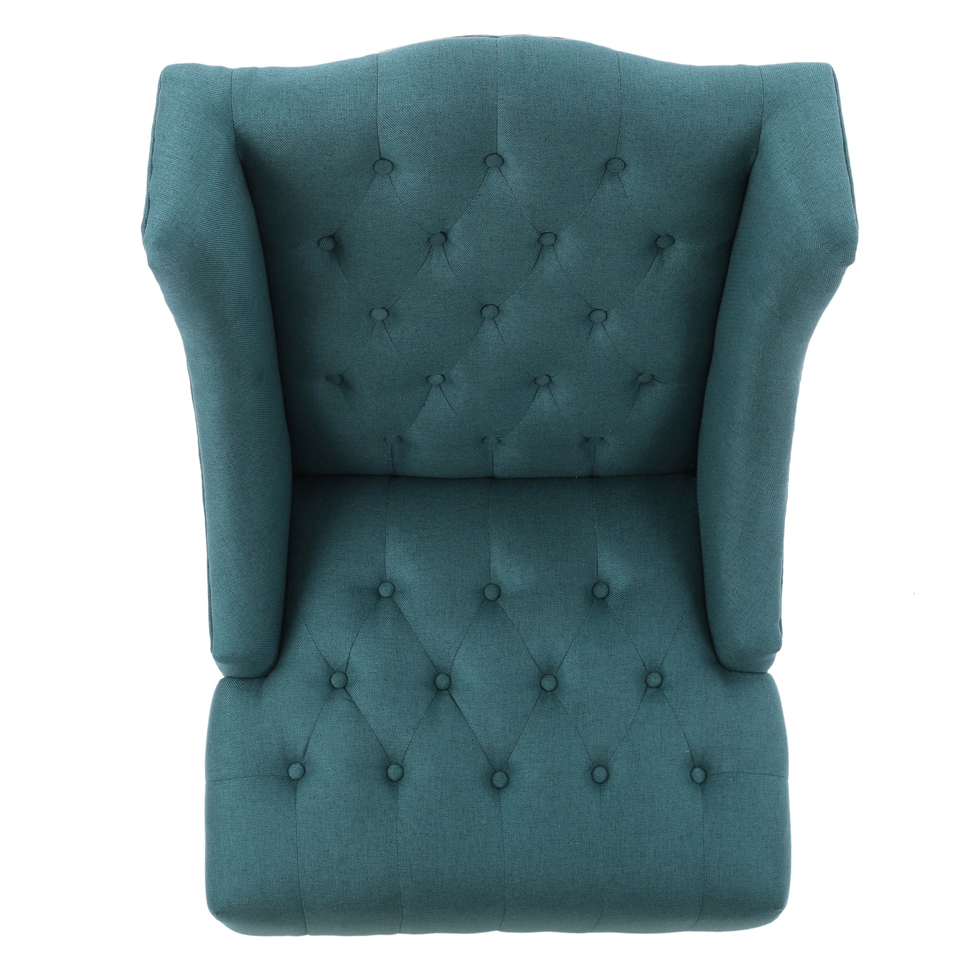 Upholstered Wingback Chair Teal Fabric