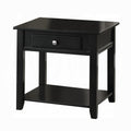 Black End Table With Bottom Shelf Black Primary Living Space Drawers Rectangular Particle Board Mdf