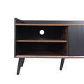 63'' Mid Century Tv Stand With 2 Cabinets& Open Compartments, Entertainment Center For Tvs Up To 70'', Television Console For Living Room, Bedroom, Home Theatre Dark Coffee Black Primary Living