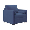3 In 1 Convertible Sleeper Chair With Adjustable Backrest, Lounger Chair Turns Into Bed, Single Bed For Living Room, Velvet, Ink Blue Blue Velvet