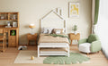 Twin Size Metal Platform Bed With Twin Size Trundle,House Shaped Headboard Design, White Twin White Metal
