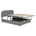 Teddy Fleece Full Size Upholstered Platform Bed With Hydraulic Storage System, Gray Full Gray Teddy