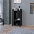 Farson Bar Cart With 2 Side Shelf, 6 Built In Wine Rack And Casters Black Contemporary Pine Particle Board Engineered Wood