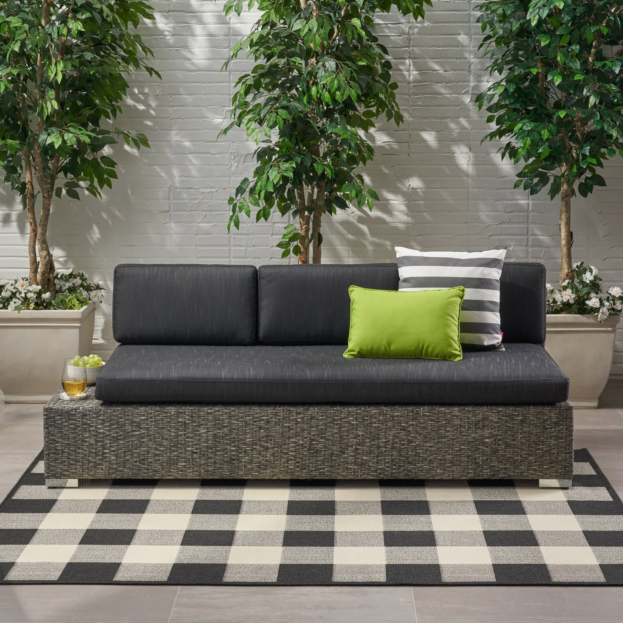 Puerta Left 3 Seater Sofa Black Gray Fabric