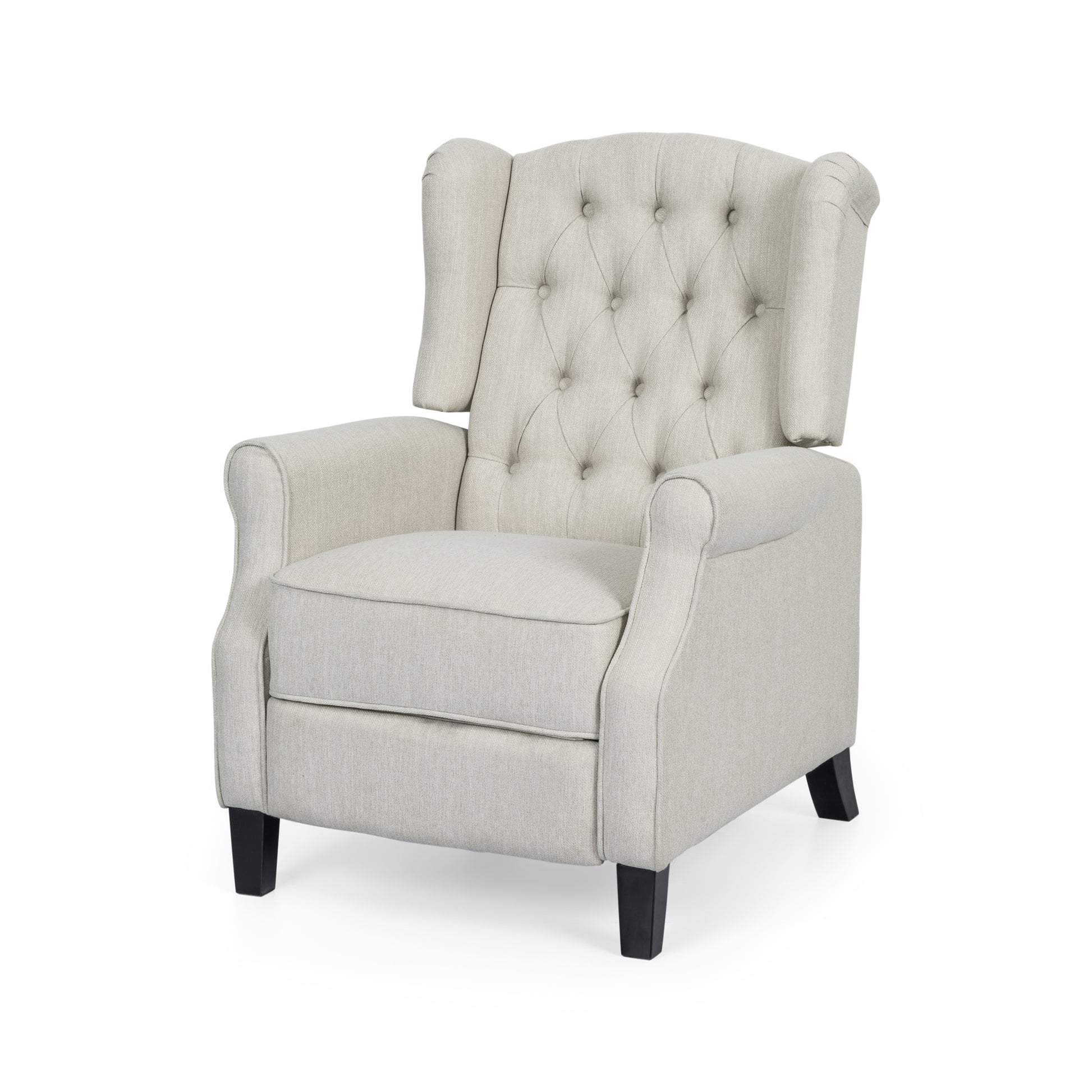 Push Back Recliner Beige Fabric