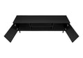 Tv Stand, 72 Inch, Console, Media Entertainment Center, Storage Cabinet, Living Room, Bedroom, Brown And Black Laminate, Black Wood Legs, Contemporary, Modern Black 80 89 Inches Particle Board